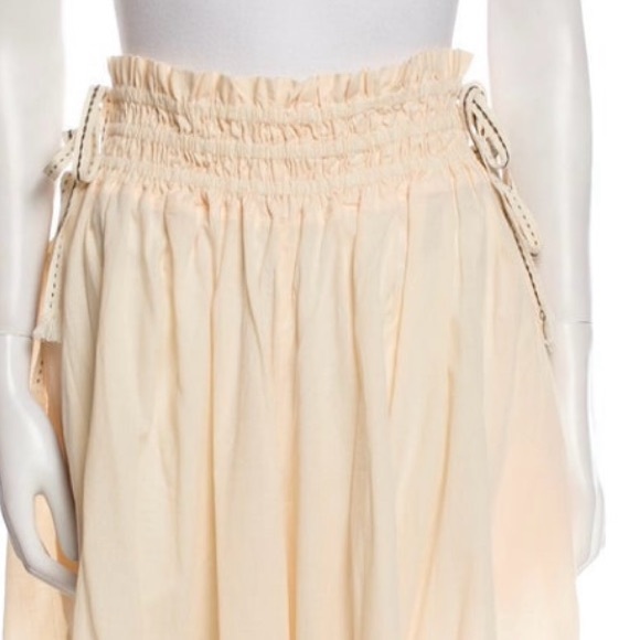 Agua Bendita Pants Palazzo‎ All cotton handmade hand stitched cream Tag: M L NWT
